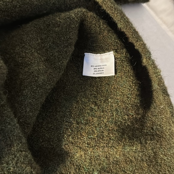 Eileen Fisher wool/alpaca/nylon/spandex green turtleneck sweater Petite Medium - Picture 4 of 6
